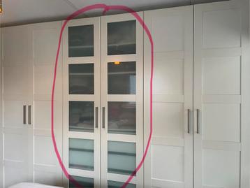 2 ikea pax bergsbo deuren wit met melkglas - afbeelding 1