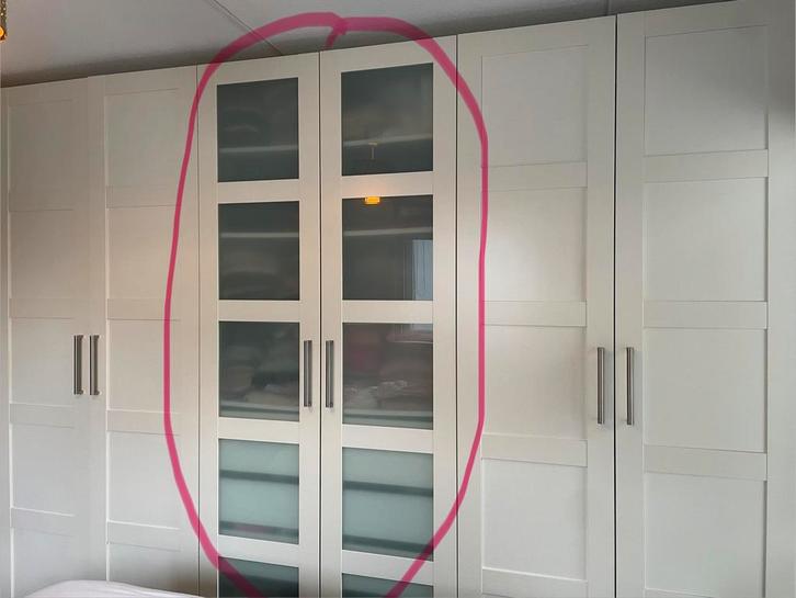 2 ikea pax bergsbo deuren wit met melkglas, Huis en Inrichting, Kasten | Kledingkasten, Gebruikt, 200 cm of meer, 50 tot 100 cm