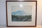 Aquarel van een Indisch Indonesisch Javaans rijstveld Rudy, Antiek en Kunst, Ophalen