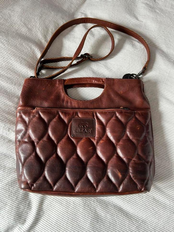 Bruine leren tas van Bear Design, Sieraden, Tassen en Uiterlijk, Tassen | Damestassen, Zo goed als nieuw, Schoudertasje, Bruin
