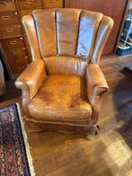 Vintage Franse leren clubfauteuil uit de jaren 40, Ophalen of Verzenden, Gebruikt, Leer, 75 tot 100 cm