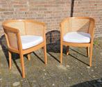 2 zeer nette houten stoelen met kussens van Habitat, Ophalen, Zo goed als nieuw, Bruin, Twee