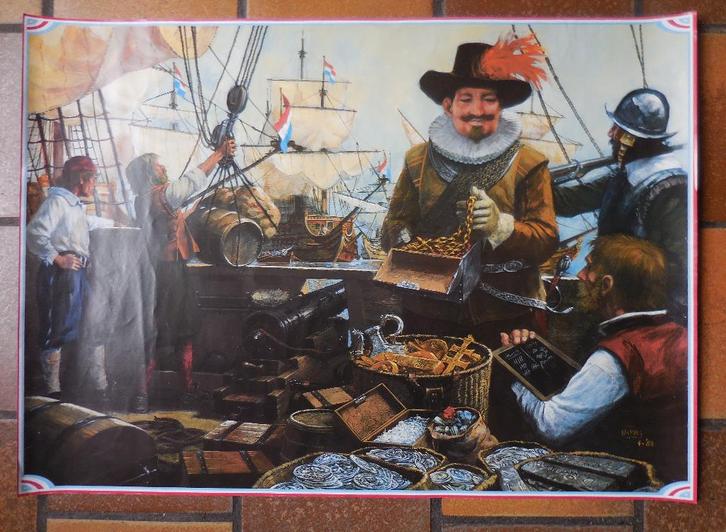 Poster over De Zilvervloot door Hans Kresse, Verzamelen, Stickers, Zo goed als nieuw, Overige typen, Ophalen