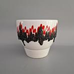Vintage West-Duitse Fat Lava bloempot Fohr, wit, rood, zwart, Antiek en Kunst, Antiek | Vazen, Ophalen of Verzenden
