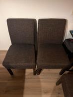 Set van 4 bruine stoffen eetkamerstoelen, Gebruikt, Twee, Bruin, Ophalen of Verzenden