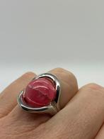 A915 Prachtige zilveren ring roze steen (verstelbaar), Ophalen of Verzenden, Zilver, Ring, Met edelsteen