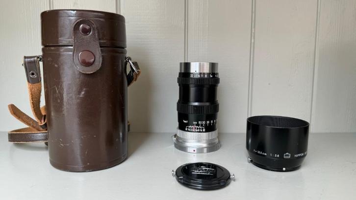 Nikkor-Q 1:3.5 f=13.5 cm + zonnekap, Verzamelen, Fotografica en Filmapparatuur, Lens of Lenzen, 1940 tot 1960, Verzenden