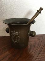 Bronzen apothekers vijzel met wapen leeuw met kroon, Antiek en Kunst, Antiek | Koper en Brons, Ophalen of Verzenden