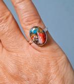 925 zilveren ring met natuurlijke oester Turquoise steen, Sieraden, Tassen en Uiterlijk, Ringen, O.T., Nieuw, Ophalen of Verzenden