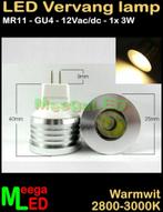 LED spot MR11 GU4 LEDspot 3 watt 12V AC / DC 3W NDB, Led-lamp, Minder dan 30 watt, Nieuw, Bipin of Steekvoet