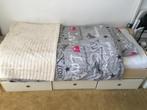 Bed met lades - eenpersoons, Ophalen, 90 cm, Eenpersoons, Wit
