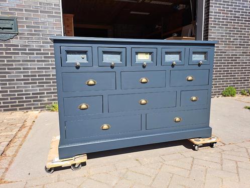 Grenen grijze ladekast 13 lades refurbished, Huis en Inrichting, Kasten | Ladekasten, Zo goed als nieuw, Minder dan 100 cm, 100 tot 150 cm