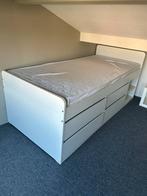 Net eenpersoons bed, wit met veel bergruimte, Ophalen, 90 cm, Eenpersoons, Wit