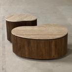 organische salontafel set japandi bruin travetin mango, Huis en Inrichting, Tafels | Salontafels, Ophalen, Japandi, 100 tot 150 cm