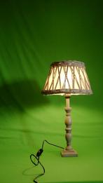 Vintage Wooden Table Lamp |  Earthy | Wicker Shade, Cottage, Farm house, Rustic, 50 tot 75 cm, Verzenden, Hout