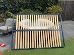 Lattenbodem 140x200 met metalen frame, Ophalen, Gebruikt, Zwart, Tweepersoons