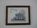 tekening prent  in bruine lijst Gloriette in Meerssen., Verzamelen, Ophalen of Verzenden, 1980 tot heden, Zo goed als nieuw, Gebouw