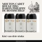 Mouton Cadet Rouge 1985 | Kist van drie stuks, Verzamelen, Wijnen, Nieuw, Rode wijn, Frankrijk, Vol