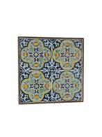 Tegels met Pompadour - 4 - houten omlijsting - Makkum - 70s, Antiek en Kunst, Antiek | Wandborden en Tegels, Ophalen of Verzenden