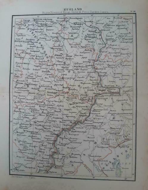 36 / Litho van J. Kuyper uit 1880 van Rusland met Nowograd, Antiek en Kunst, Kunst | Litho's en Zeefdrukken, Ophalen of Verzenden