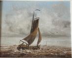 Olieverf schilderij op paneel, botter op open zee, Antiek en Kunst, Kunst | Schilderijen | Klassiek, Verzenden