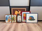 Set van 7: Winnie de Pooh schilderijen, borduurwerk en klok, Ophalen, Gebruikt, Schilderij, Minder dan 50 cm