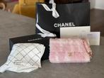Chanel Tweed Double Flap Bag Medium Pink Tweed met Champagne, Sieraden, Tassen en Uiterlijk, Tassen | Damestassen, Overige typen