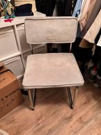 2 Lichtgrijze Ribstof Stoelen met Chroom, Huis en Inrichting, Stoelen, Ophalen, Gebruikt, Twee, Metaal