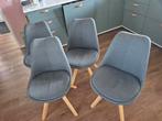 Set van 4 grijs/blauwe eetkamerstoelen, Ophalen, Hout, Zo goed als nieuw, Vier