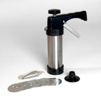 RVS koekjespistool met 8 opzetstukken en spuitmond, Ophalen of Verzenden, Zo goed als nieuw