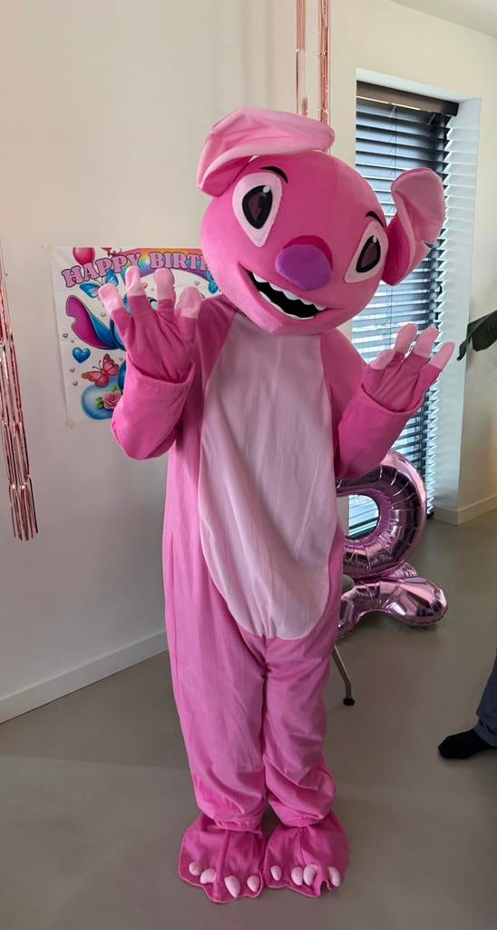 Mascotte pak angel (van stitch) te huur, Hobby en Vrije tijd, Feestartikelen | Verhuur, Nieuw, Verjaardag, Ophalen
