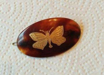 Vintage Haarclip met Gouden vlinder.  beschikbaar voor biedingen