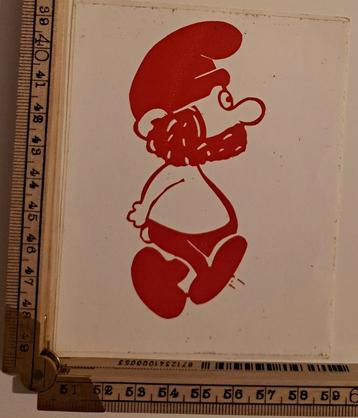 Vintage sticker Grote Smurf rood wit  beschikbaar voor biedingen