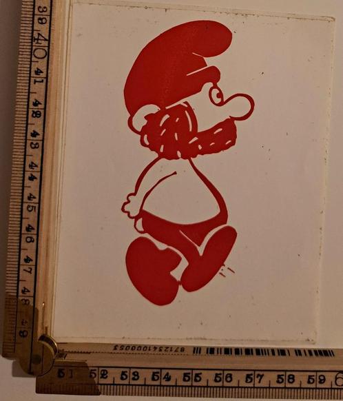 Vintage sticker Grote Smurf rood wit, Verzamelen, Stickers, Zo goed als nieuw, Overige typen, Ophalen of Verzenden