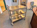 Z.g.a.n.!! RVS serveerwagen 3 niveaus horeca trolley, Ophalen, Zo goed als nieuw, 50 tot 100 cm, Minder dan 100 cm