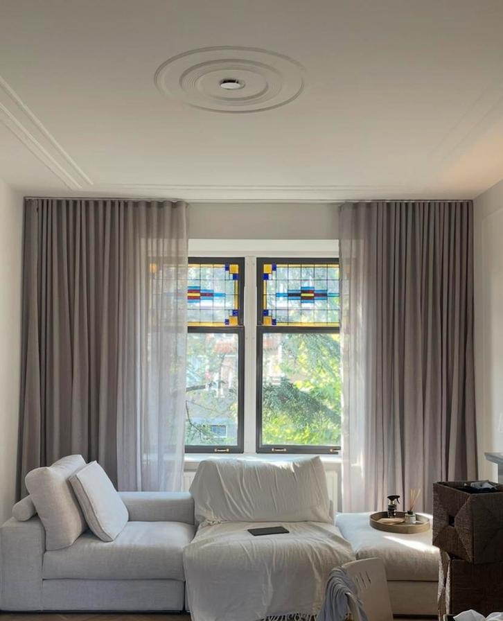 Taupe wave inbetween gordijnen, extra hoog 5 stuks, Huis en Inrichting, Stoffering | Gordijnen en Lamellen, Zo goed als nieuw