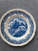 Rond Blauw Decoratief Bord - Boerenhoeve, Antiek en Kunst, Ophalen