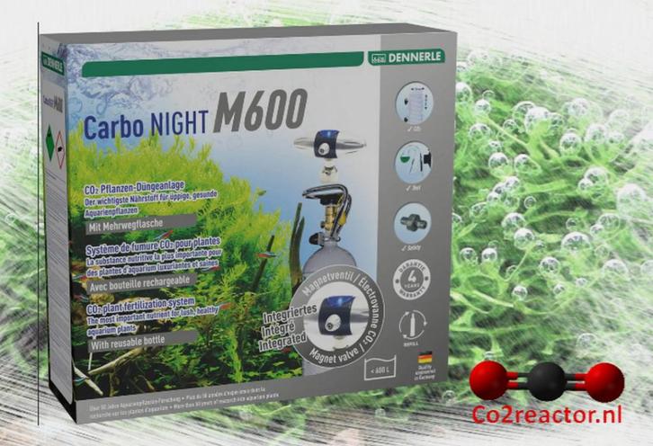Dennerle Carbo Night M600 CO2 complete set Aquarium 2000gr f, Dieren en Toebehoren, Vissen | Aquaria en Toebehoren, Nieuw, Filter of Co2