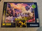Clementoni Fluorescent Puzzel - Eenhoorns, Hobby en Vrije tijd, Denksport en Puzzels, Ophalen of Verzenden, 500 t/m 1500 stukjes