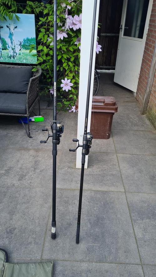 2 karperhengels met Shimano molens, Watersport en Boten, Hengelsport | Karpervissen, Gebruikt, Complete set, Ophalen