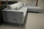 Luxe hoekbank Milla velvet velours grijs / blauw lounge, 150 cm of meer, 250 tot 300 cm, Stof, Vierpersoons of meer