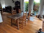 Unieke spaanse Houten Eettafel met Stoelen, Huis en Inrichting, Gebruikt, 100 tot 150 cm, Eikenhout, Ophalen of Verzenden