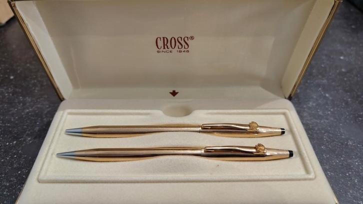 Cross Pennenset 1/20 14K Rolled Gold., Verzamelen, Pennenverzamelingen, Zo goed als nieuw, Balpen, Cross, Met doosje, Ophalen