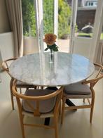 Ronde marmeren eettafel, Ophalen, Gebruikt, Scandinavisch / modern, 4 tot 6 stoelen