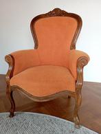 Opnieuw gestoffeerde queen ann biedermeier stoel, oranje, Ophalen of Verzenden