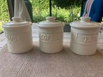 Voorraadpotten, wit keramiek, Ophalen of Verzenden, Zo goed als nieuw, Overige materialen, Pot, Bus of Blik