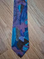 Paars/turquoize/bruine zijden Van Gils stropdas ***zgan***, Kleding | Heren, Stropdassen, Paars, Zo goed als nieuw, Met patroon