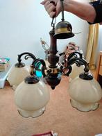 Prachtige vintage lamp, glazen kapjes, zie foto's, Ophalen