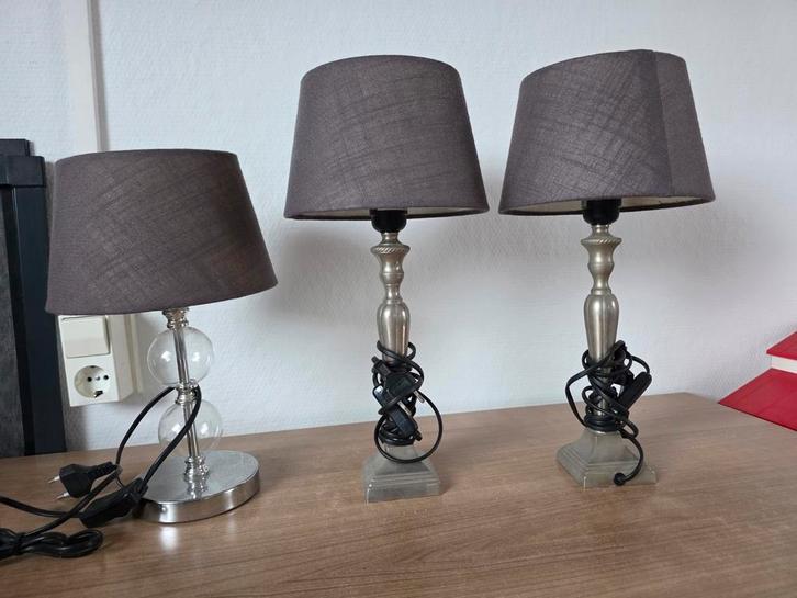 Mooie set van 3 Schermer Lampen, Huis en Inrichting, Lampen | Hanglampen, Gebruikt, Minder dan 50 cm, Glas, Metaal, Stof, Ophalen of Verzenden