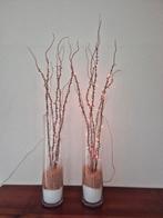 2 grote vazen (60 cm hoog) met kunstakken+verlichting 115 cm, Ophalen